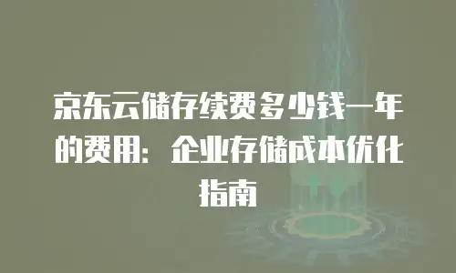 京东云储存续费多少钱一年的费用：企业存储成本优化指南