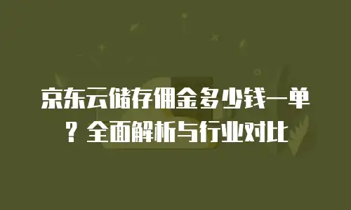 京东云储存佣金多少钱一单？全面解析与行业对比