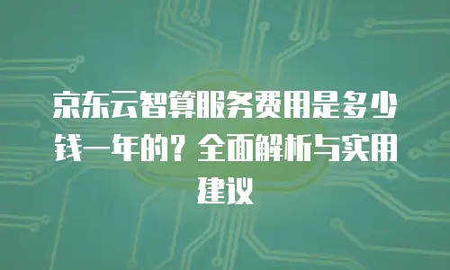 京东云智算服务费用是多少钱一年的？全面解析与实用建议