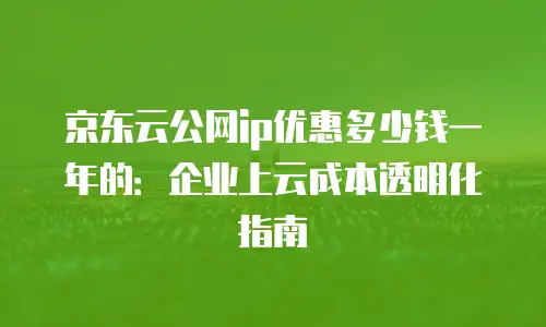 京东云公网ip优惠多少钱一年的：企业上云成本透明化指南