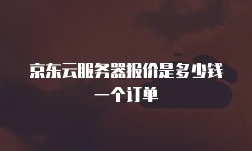 京东云服务器报价是多少钱一个订单