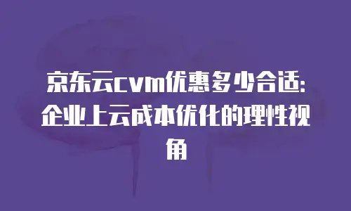 京东云cvm优惠多少合适：企业上云成本优化的理性视角