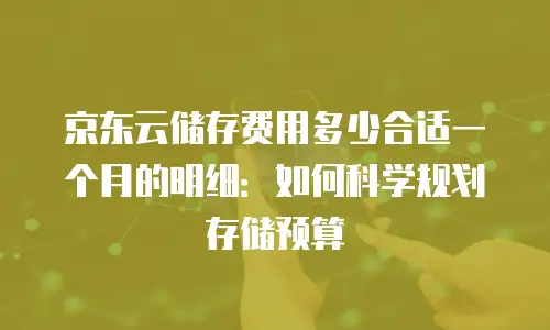 京东云储存费用多少合适一个月的明细：如何科学规划存储预算