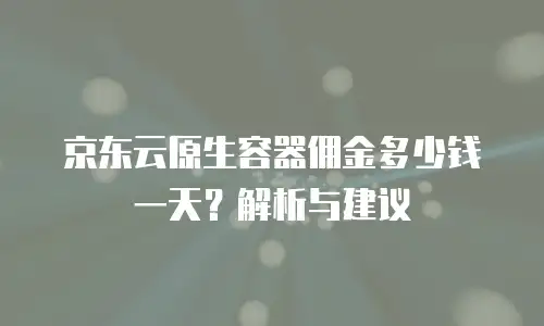 京东云原生容器佣金多少钱一天？解析与建议