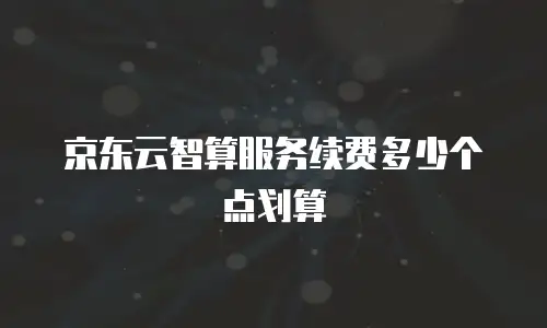 京东云智算服务续费多少个点划算