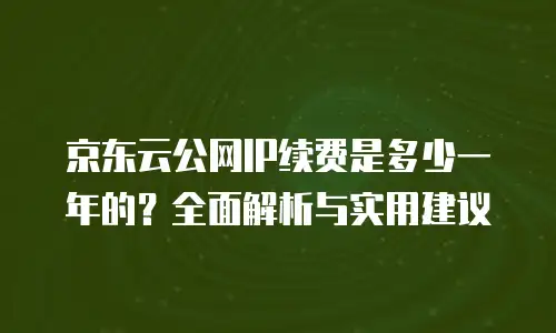 京东云公网IP续费是多少一年的？全面解析与实用建议