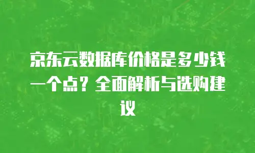 京东云数据库价格是多少钱一个点？全面解析与选购建议