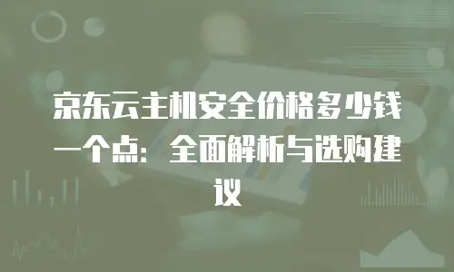 京东云主机安全价格多少钱一个点：全面解析与选购建议