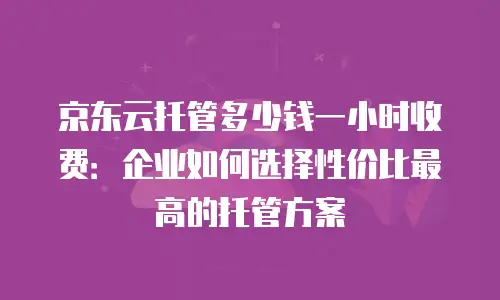 京东云弹性网卡租用多少钱一个小时：企业灵活用网的最优解