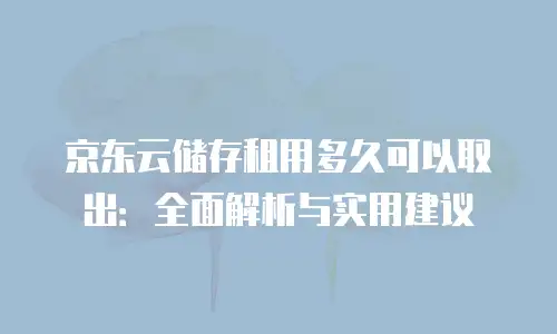 京东云储存租用多久可以取出：全面解析与实用建议