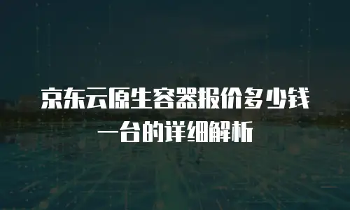 京东云原生容器报价多少钱一台的详细解析