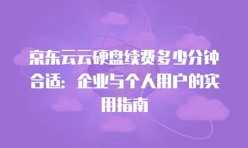 京东云云硬盘续费多少分钟合适：企业与个人用户的实用指南