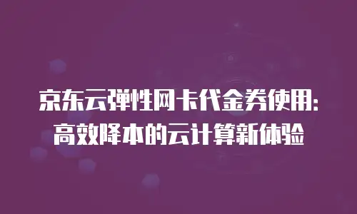 京东云弹性网卡代金券使用：高效降本的云计算新体验