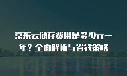 京东云储存费用是多少元一年？全面解析与省钱策略