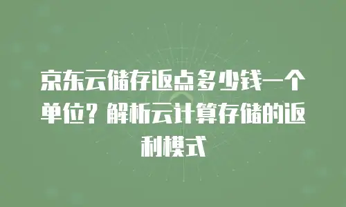 京东云容器费用多少钱一个小时正常使用？深度解析与使用建议