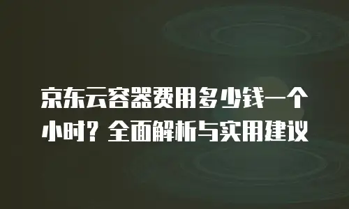 京东云轻量云主机佣金：如何高效利用云计算资源并提升收益