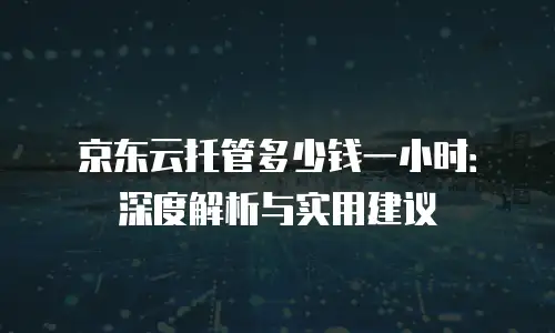 京东云托管多少钱一小时：深度解析与实用建议
