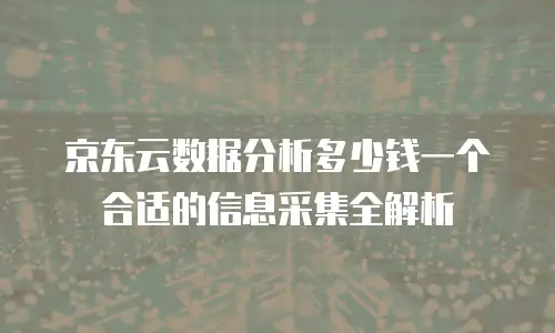 京东云数据分析多少钱一个合适的信息采集全解析