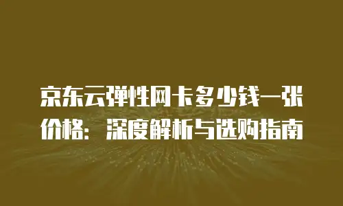 京东云弹性网卡多少钱一张价格：深度解析与选购指南