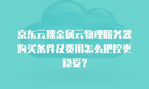 京东云裸金属云物理服务器购买条件及费用怎么把控更稳妥？