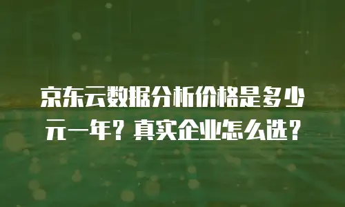 京东云数据分析价格是多少元一年？真实企业怎么选？