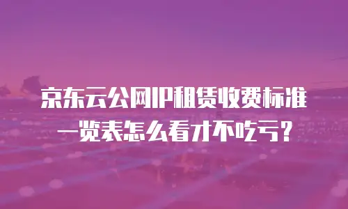 京东云公网IP租赁收费标准一览表怎么看才不吃亏？