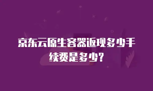 京东云原生容器返现多少手续费是多少？
