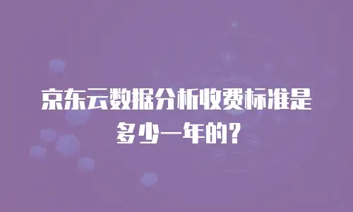 京东云数据分析收费标准是多少一年的？