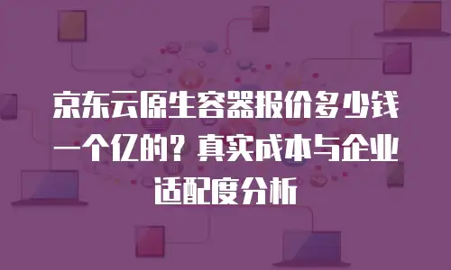 京东云原生容器报价多少钱一个亿的？真实成本与企业适配度分析