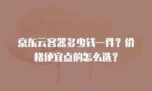 京东云容器优惠多少钱合适买东西的全面解析