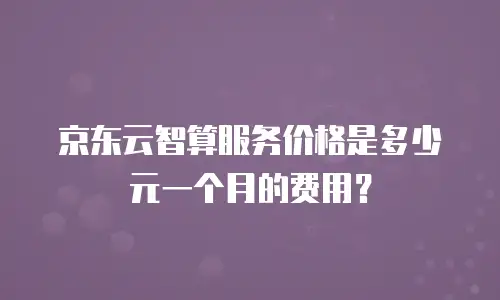 京东云智算服务价格是多少元一个月的费用？