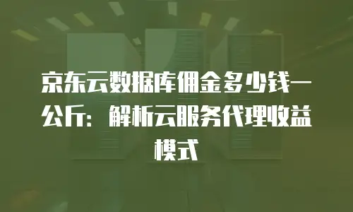 京东云数据库佣金多少钱一公斤：解析云服务代理收益模式
