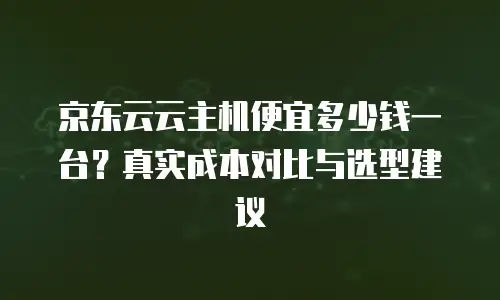 京东云云托管报价明细表：全面解析托管服务的成本结构与价值选择