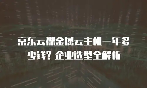 京东云裸金属云主机一年多少钱？企业选型全解析