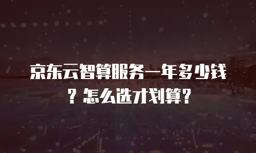 京东云智算服务一年多少钱？怎么选才划算？