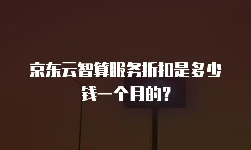 京东云智算服务折扣是多少钱一个月的？